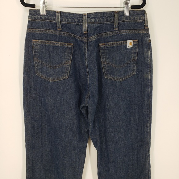 Carhartt Relaxed Fit Straight Leg Jeans Womens Size 6 Flannel Lined Dark Wash - Picture 7 of 9